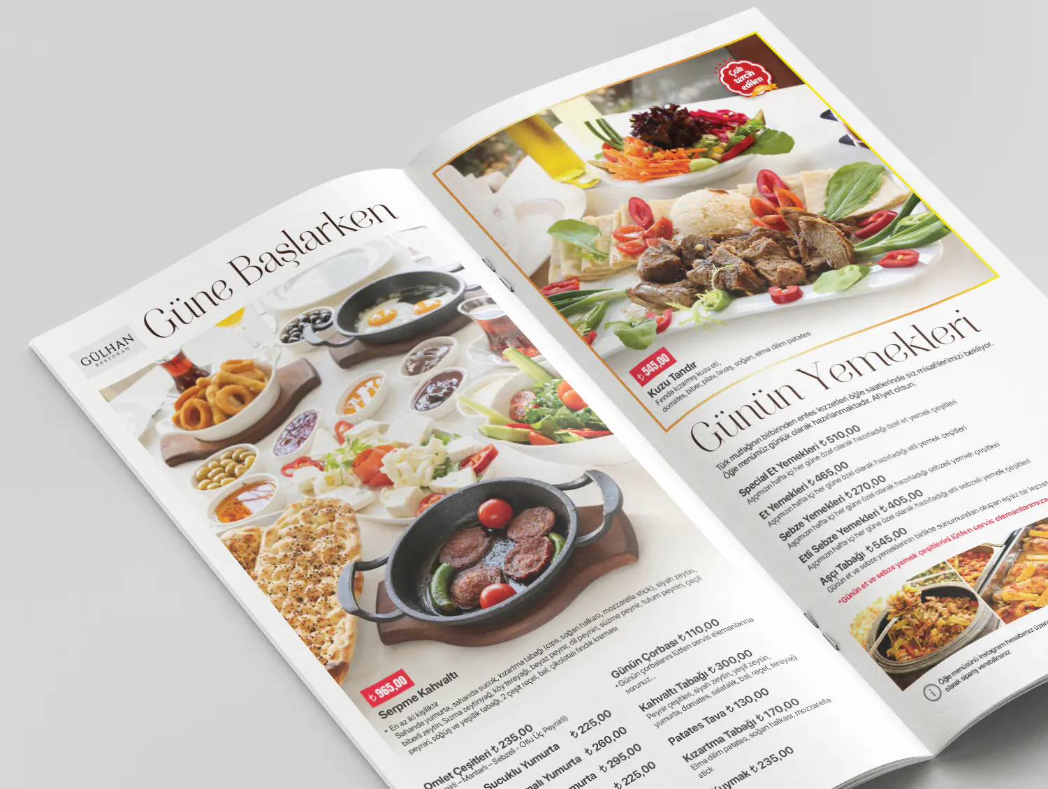 Gülhan Restoran 2025 Menü Tasarımı